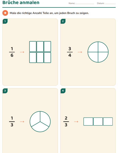 Brüche benennen und vergleichen – Arbeitsblätter für Klasse 3 — 3