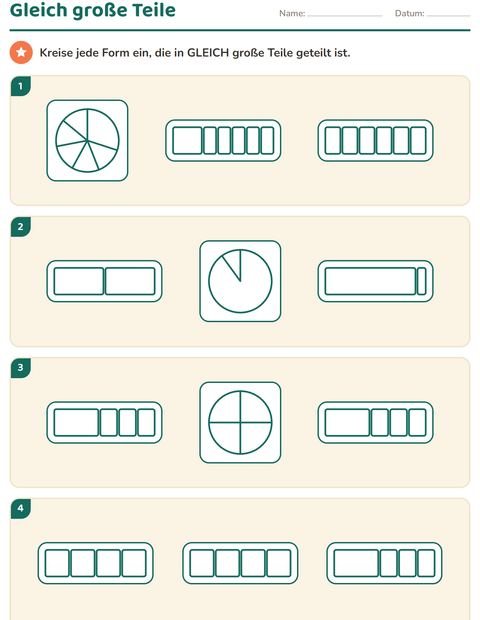 Vorschau: Brüche-Arbeitsblatt für 3. Klasse