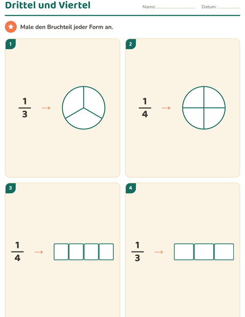 Vorschau: Brüche-Arbeitsblatt für 2. Klasse