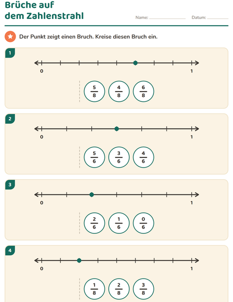 Vorschau: Brüche-Arbeitsblatt für 3. Klasse