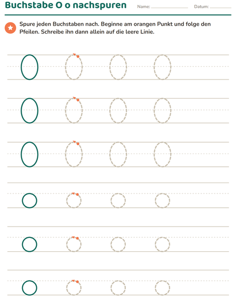 Vorschau: Buchstaben nachspuren-Arbeitsblatt für Kindergarten