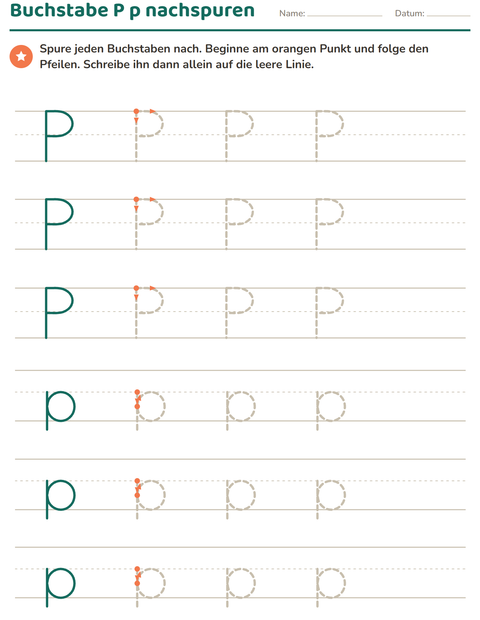 Vorschau: Buchstaben nachspuren-Arbeitsblatt für Kindergarten