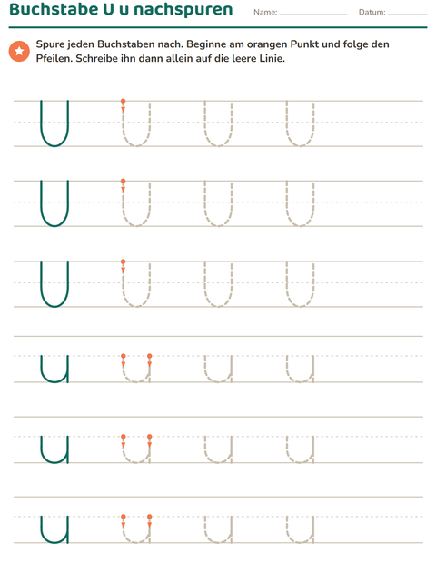 Vorschau: Buchstaben nachspuren-Arbeitsblatt für Kindergarten