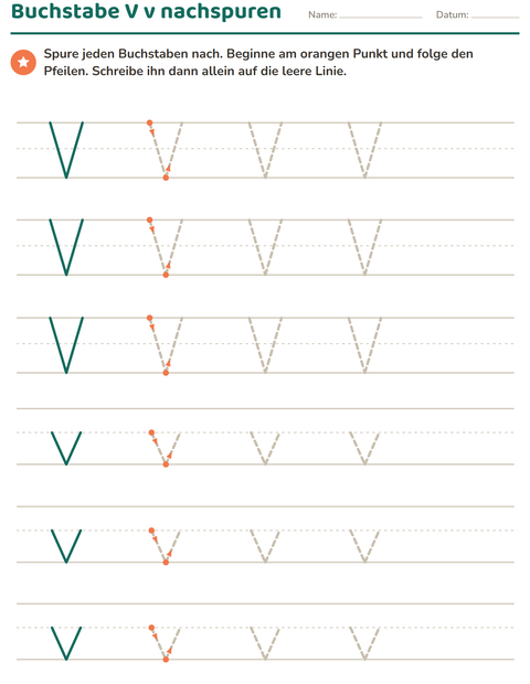 Vorschau: Buchstaben nachspuren-Arbeitsblatt für Kindergarten