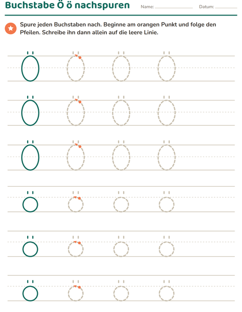 Vorschau: Buchstaben nachspuren-Arbeitsblatt für Kindergarten