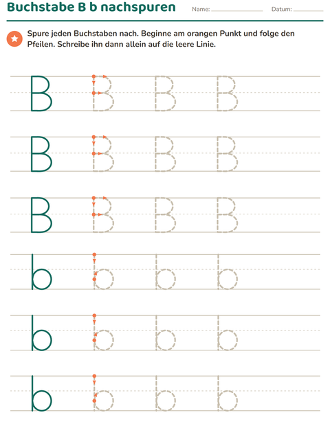 Vorschau: Buchstaben nachspuren-Arbeitsblatt für Kindergarten