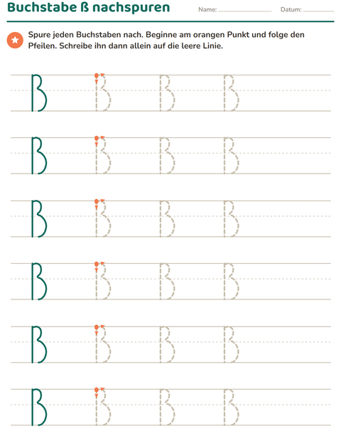 Vorschau: Buchstaben nachspuren-Arbeitsblatt für Kindergarten