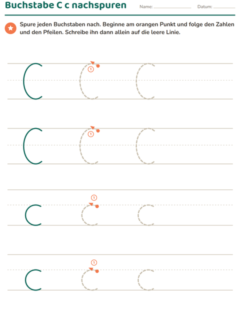 Vorschau: Buchstaben nachspuren-Arbeitsblatt für Kindergarten