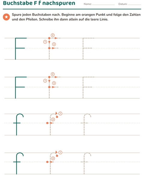 Vorschau: Buchstaben nachspuren-Arbeitsblatt für Kindergarten
