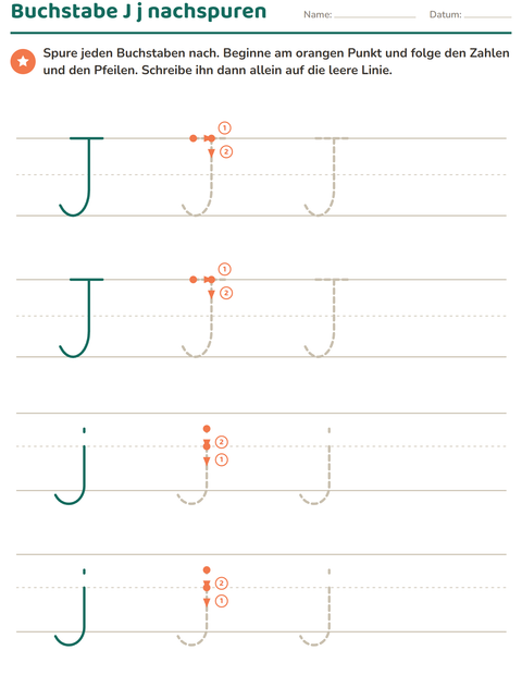 Vorschau: Buchstaben nachspuren-Arbeitsblatt für Kindergarten