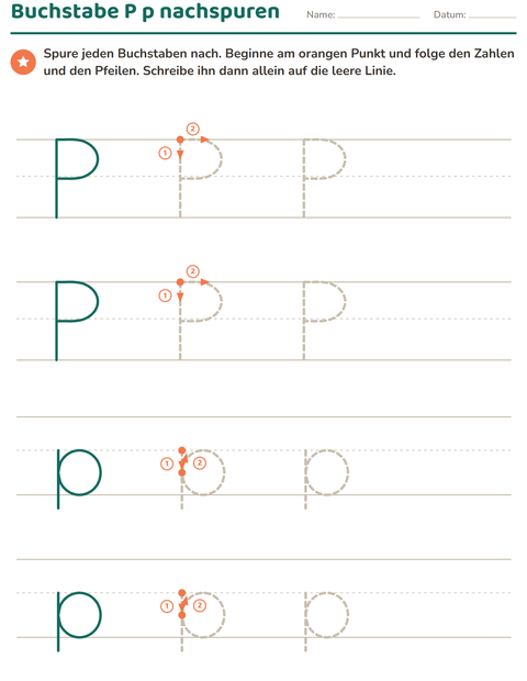 Vorschau: Buchstaben nachspuren-Arbeitsblatt für Kindergarten