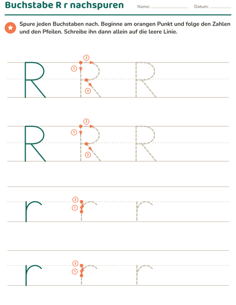 Vorschau: Buchstaben nachspuren-Arbeitsblatt für Kindergarten