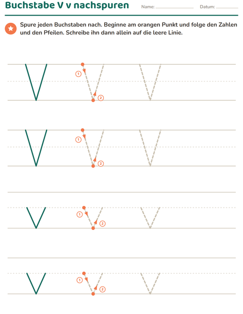 Vorschau: Buchstaben nachspuren-Arbeitsblatt für Kindergarten