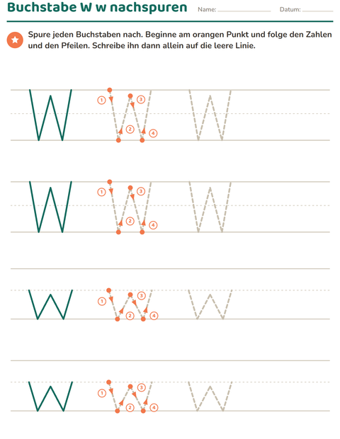 Vorschau: Buchstaben nachspuren-Arbeitsblatt für Kindergarten