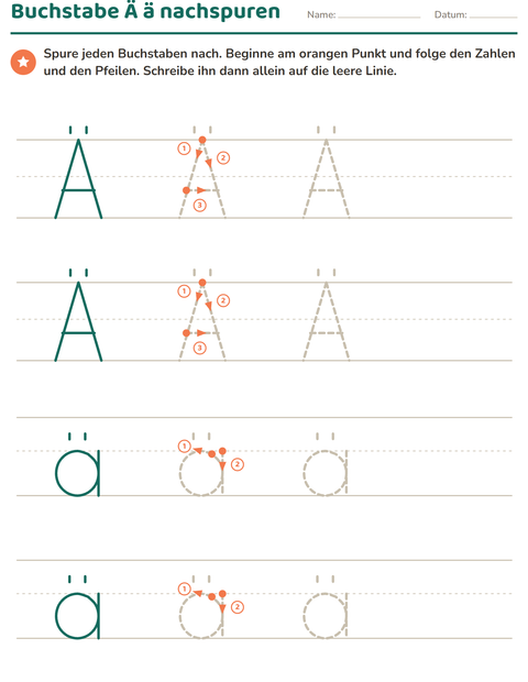 Vorschau: Buchstaben nachspuren-Arbeitsblatt für Kindergarten