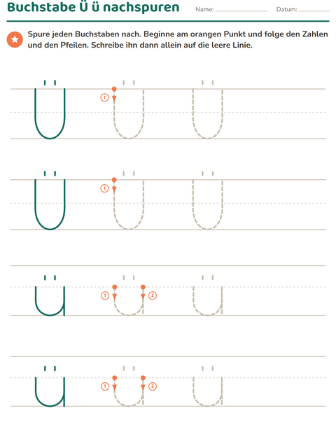 Vorschau: Buchstaben nachspuren-Arbeitsblatt für Kindergarten
