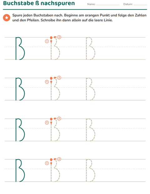 Vorschau: Buchstaben nachspuren-Arbeitsblatt für Kindergarten