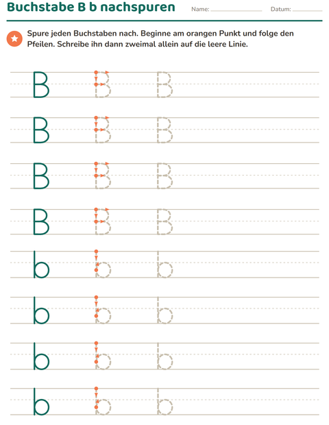 Vorschau: Buchstaben nachspuren-Arbeitsblatt für Kindergarten