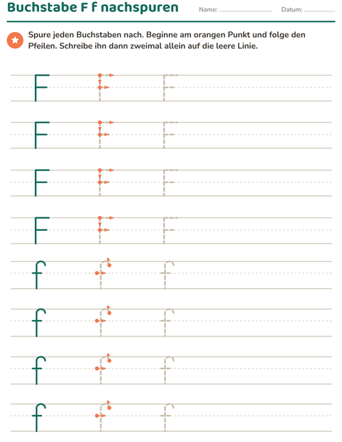 Vorschau: Buchstaben nachspuren-Arbeitsblatt für Kindergarten