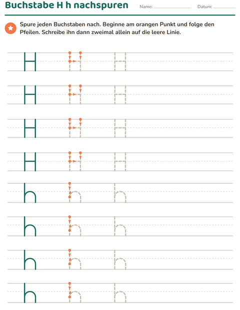 Vorschau: Buchstaben nachspuren-Arbeitsblatt für Kindergarten