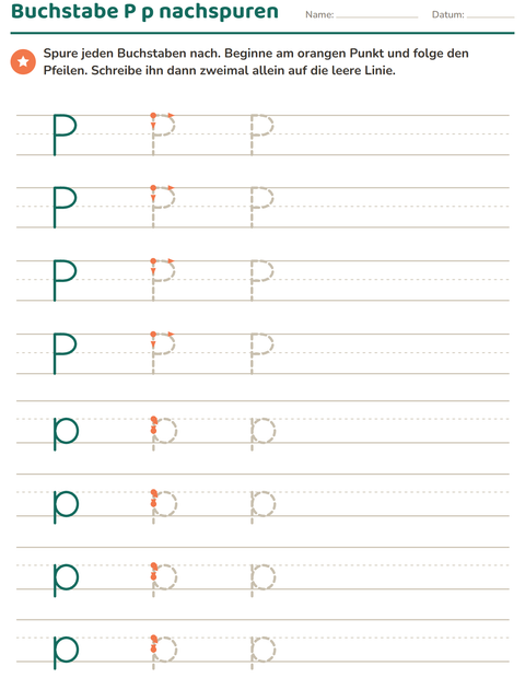 Vorschau: Buchstaben nachspuren-Arbeitsblatt für Kindergarten
