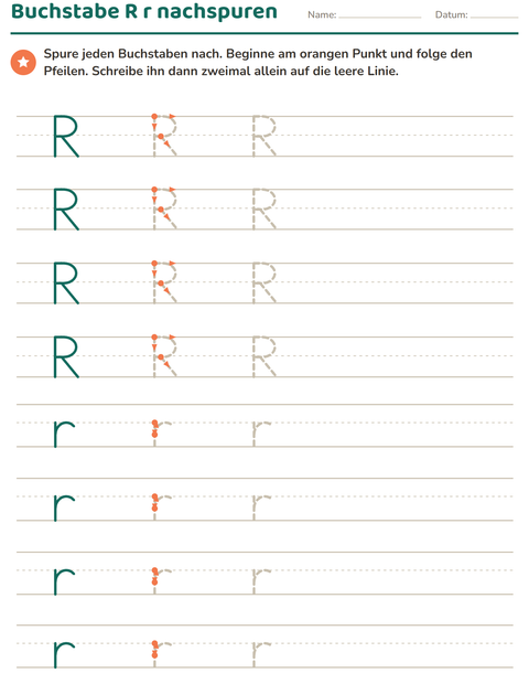 Vorschau: Buchstaben nachspuren-Arbeitsblatt für Kindergarten