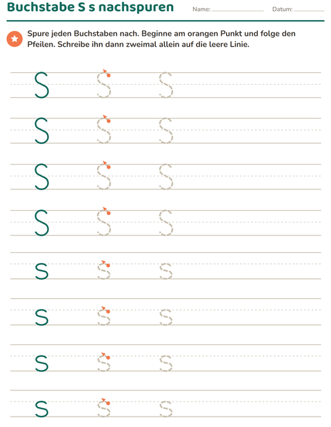 Vorschau: Buchstaben nachspuren-Arbeitsblatt für Kindergarten