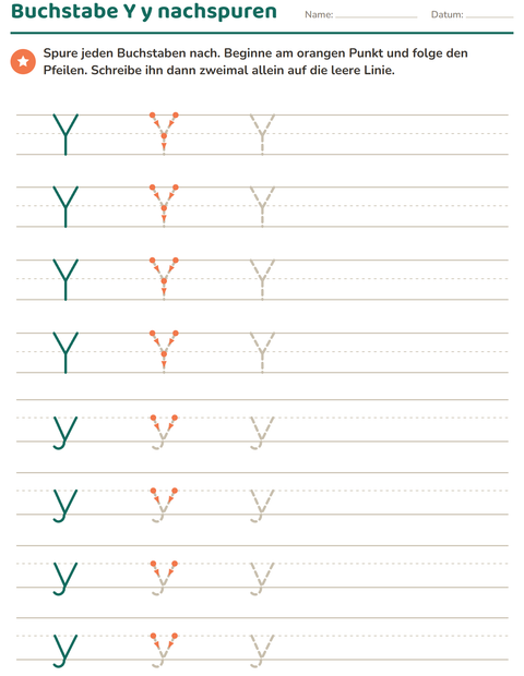 Vorschau: Buchstaben nachspuren-Arbeitsblatt für Kindergarten