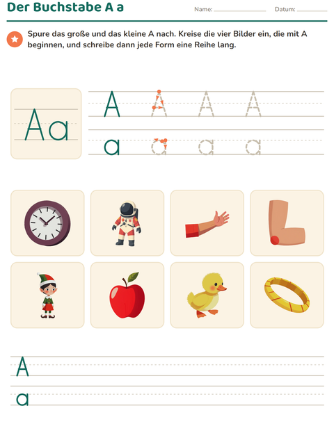 Vorschau: Buchstabeneinführung-Arbeitsblatt für Kindergarten