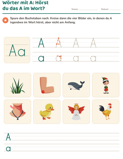 Vorschau: Buchstabeneinführung-Arbeitsblatt für Kindergarten