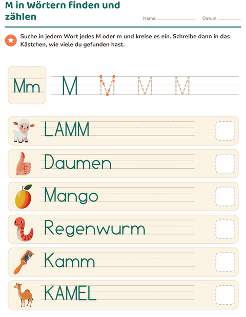 Vorschau: Buchstabeneinführung-Arbeitsblatt für Kindergarten