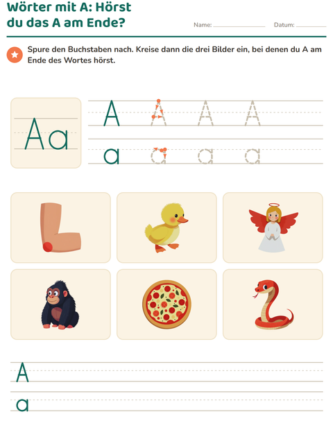 Vorschau: Buchstabeneinführung-Arbeitsblatt für Kindergarten
