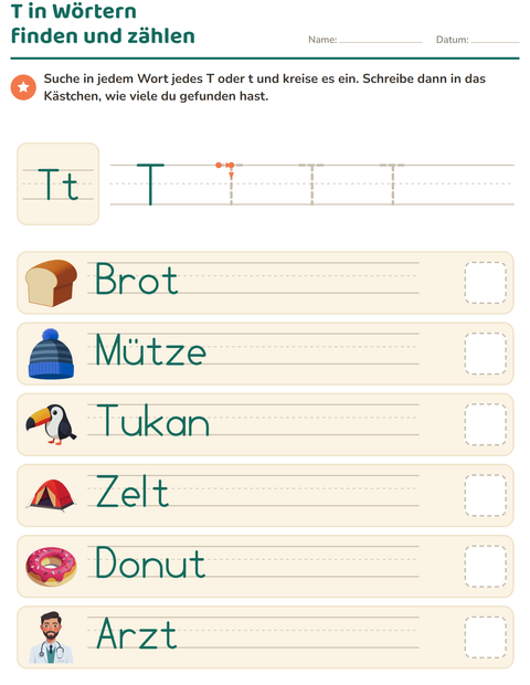 Vorschau: Buchstabeneinführung-Arbeitsblatt für Kindergarten