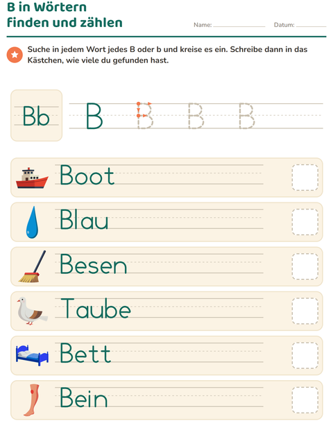 Vorschau: Buchstabeneinführung-Arbeitsblatt für Kindergarten