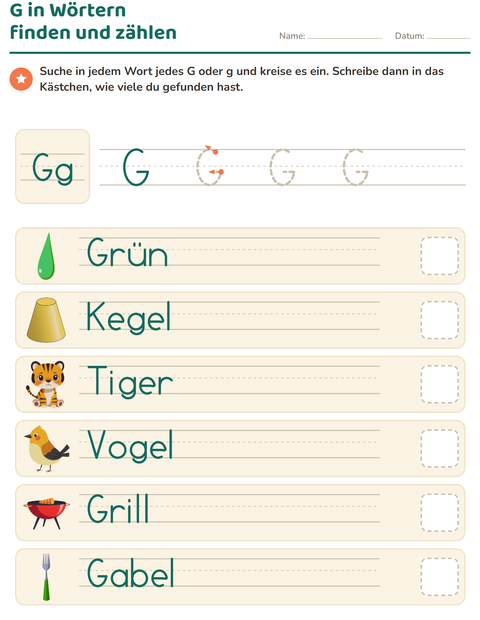 Vorschau: Buchstabeneinführung-Arbeitsblatt für Kindergarten