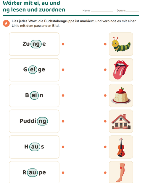 Vorschau: Buchstabengruppen-Arbeitsblatt für 1. Klasse