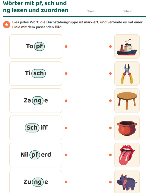 Vorschau: Buchstabengruppen-Arbeitsblatt für 1. Klasse