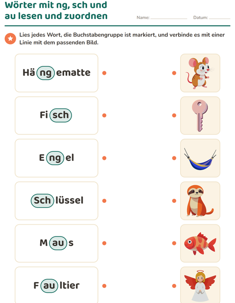 Vorschau: Buchstabengruppen-Arbeitsblatt für 1. Klasse