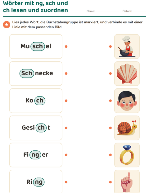 Vorschau: Buchstabengruppen-Arbeitsblatt für 1. Klasse