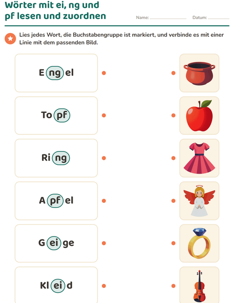 Vorschau: Buchstabengruppen-Arbeitsblatt für 1. Klasse