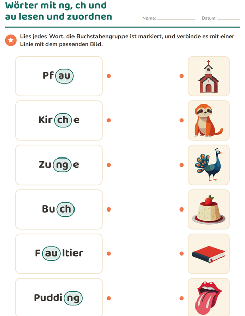 Vorschau: Buchstabengruppen-Arbeitsblatt für 1. Klasse