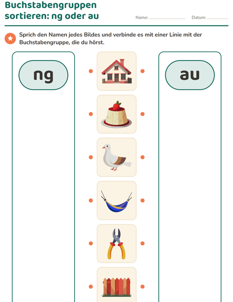 Vorschau: Buchstabengruppen-Arbeitsblatt für Kindergarten