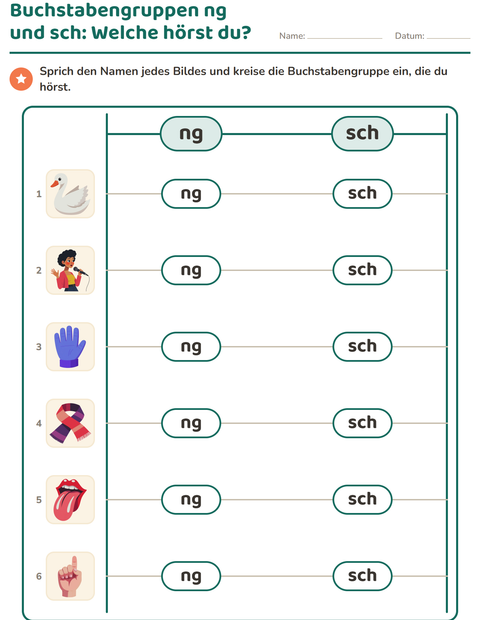 Vorschau: Buchstabengruppen-Arbeitsblatt für 1. Klasse