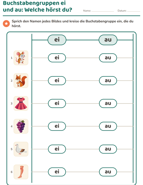 Vorschau: Buchstabengruppen-Arbeitsblatt für 1. Klasse