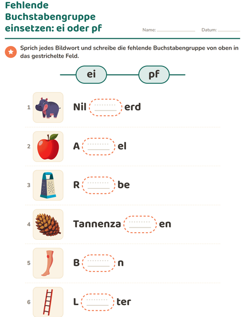 Vorschau: Buchstabengruppen-Arbeitsblatt für 1. Klasse
