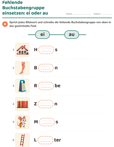 Vorschau: Buchstabengruppen-Arbeitsblatt für 1. Klasse
