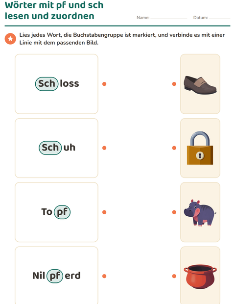 Vorschau: Buchstabengruppen-Arbeitsblatt für 1. Klasse