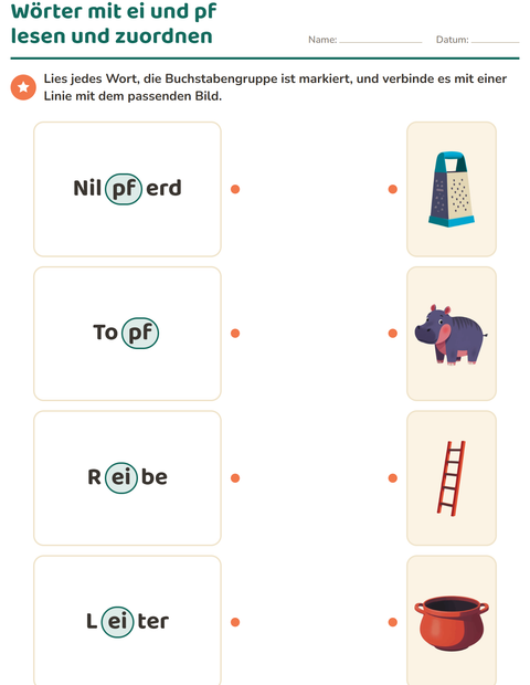 Vorschau: Buchstabengruppen-Arbeitsblatt für 1. Klasse
