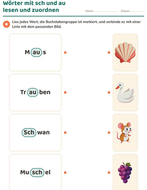 Vorschau: Buchstabengruppen-Arbeitsblatt für 1. Klasse