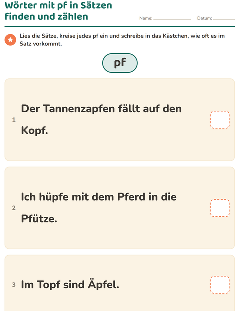 Vorschau: Buchstabengruppen-Arbeitsblatt für 2. Klasse
